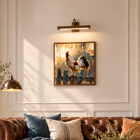 Morning Sentinel Brushed Aluminum Rooster Print, Farmhouse Metal Wall Art, Rustic Countryside Decor, Modern Farmhouse Rooster Gift