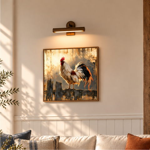Morning Sentinel Brushed Aluminum Rooster Print, Farmhouse Metal Wall Art, Rustic Countryside Decor, Modern Farmhouse Rooster Gift