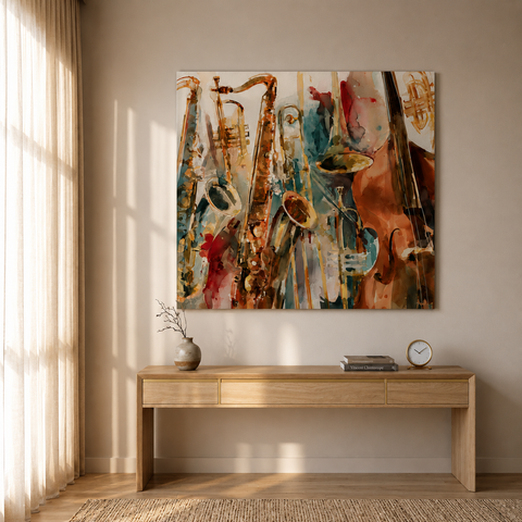 Blues & Brushstrokes Aluminum Print – Modern Jazz Wall Art