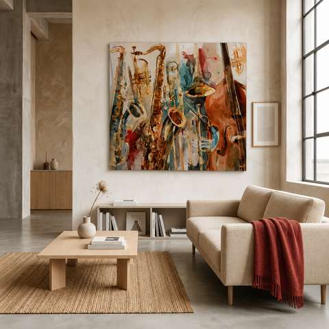 Blues & Brushstrokes Aluminum Print – Modern Jazz Wall Art