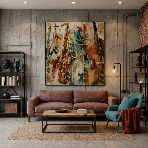 Blues & Brushstrokes Aluminum Print – Modern Jazz Wall Art