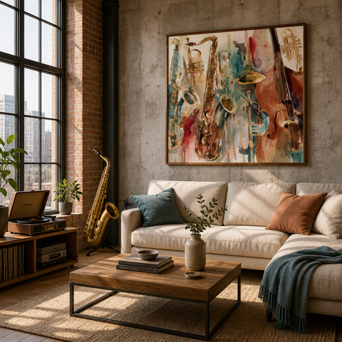 Blues & Brushstrokes Aluminum Print – Modern Jazz Wall Art