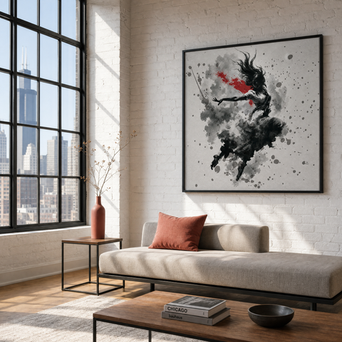 SHE Flow and Turbulence Aluminum Print, Modern Abstract Dance Wall Art, Brushed Metal Metallic Wall Decor, Contemporary Fine Art Gift