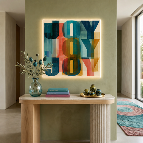 JOY Acrylic Wall Art, Vibrant Modern Decor, Uplifting Fine Art Print, Minimalist Home Decor, Housewarming Gift, Contemporary Living Room