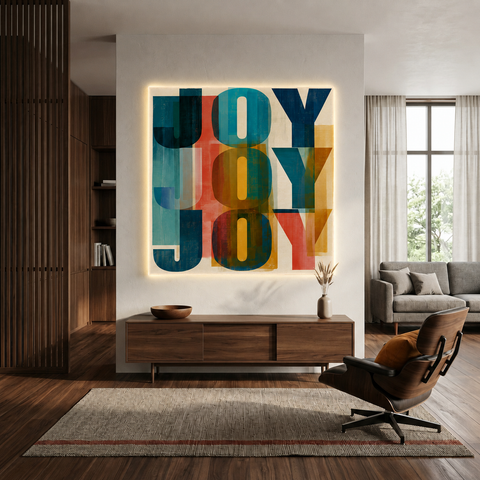 JOY Acrylic Wall Art, Vibrant Modern Decor, Uplifting Fine Art Print, Minimalist Home Decor, Housewarming Gift, Contemporary Living Room