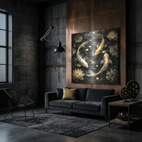Flow Koi Movement Art Aluminum Print - Modern Abstract Wall Art, Unique Home Decor Gift