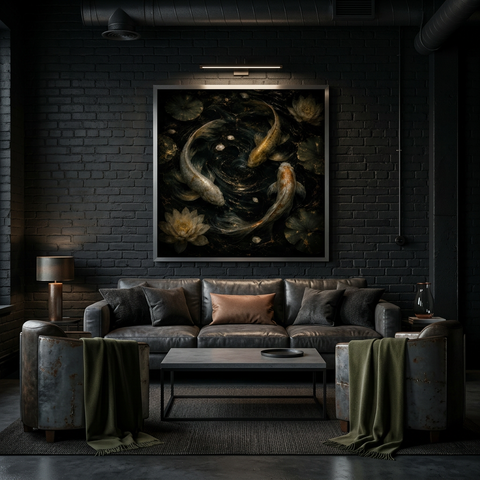 Flow Koi Movement Art Aluminum Print - Modern Abstract Wall Art, Unique Home Decor Gift