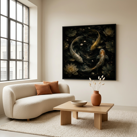 Flow Koi Movement Art Aluminum Print - Modern Abstract Wall Art, Unique Home Decor Gift