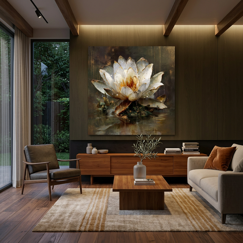 Awakening Lotus Brushed Aluminum Print | Zen Wall Art | Renewal Symbol Gift | Modern Home Decor