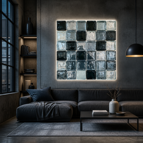 Obsidian Pulse Acrylic Print – Bold Black 3D Illusion Wall Art