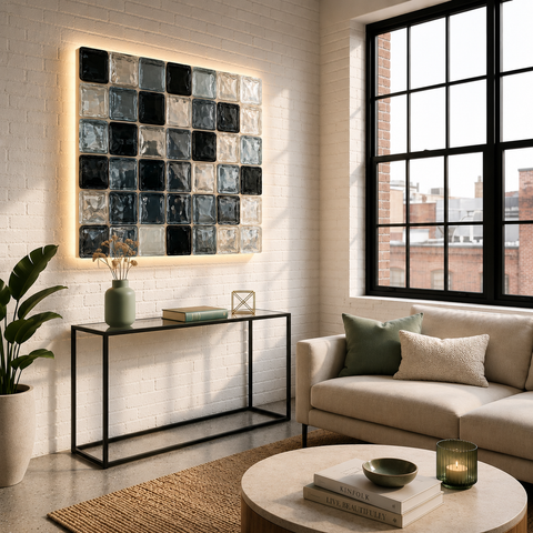 Obsidian Pulse Acrylic Print – Bold Black 3D Illusion Wall Art