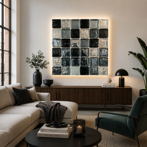 Obsidian Pulse Acrylic Print – Bold Black 3D Illusion Wall Art