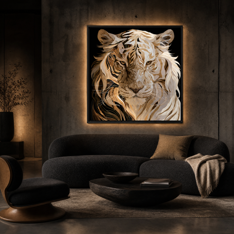 Pale Phantom Tiger  Ethereal Minimalist  Acrylic Art 