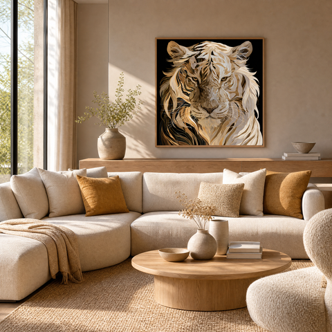 Pale Phantom Tiger  Ethereal Minimalist  Acrylic Art 