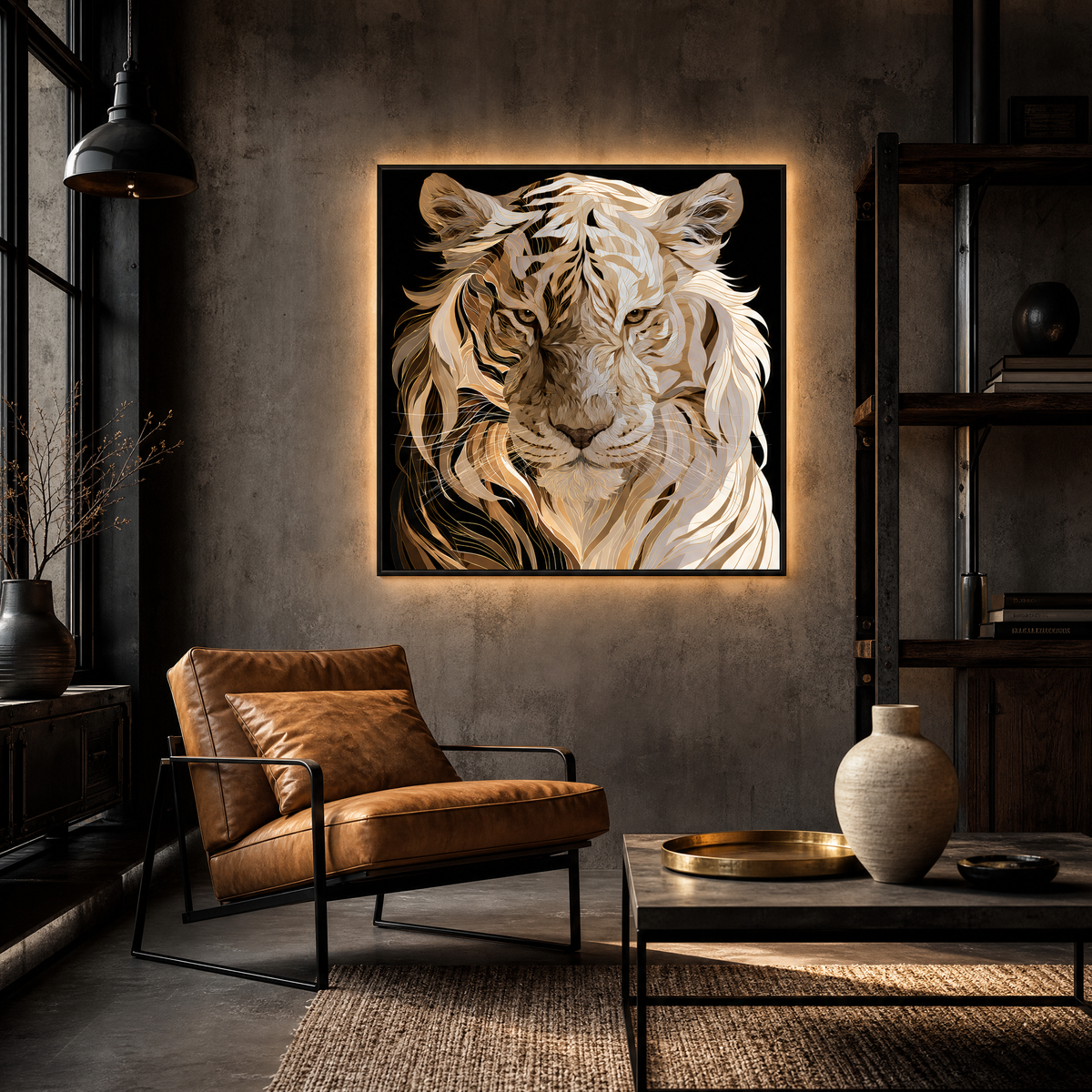 Pale Phantom Tiger  Ethereal Minimalist  Acrylic Art 