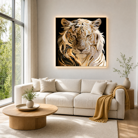 Pale Phantom Tiger  Ethereal Minimalist  Acrylic Art 