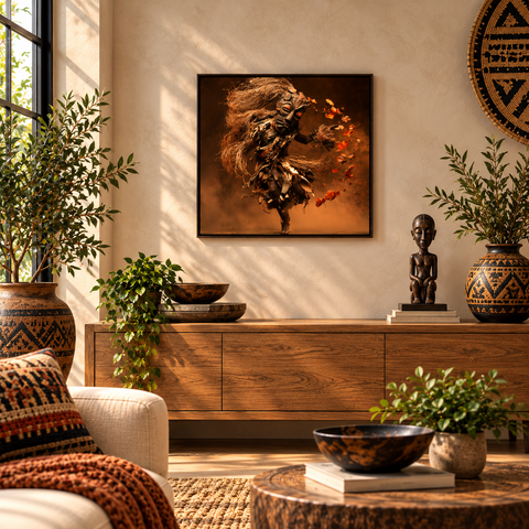 Shaman of the Savannah Aluminum Print - African Tribal Wall Art - Modern Cultural Decor - Vibrant Ancestral Energy - Ready to Hang