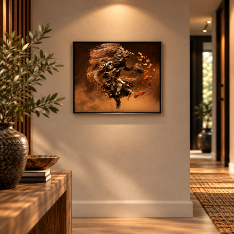 Shaman of the Savannah Aluminum Print - African Tribal Wall Art - Modern Cultural Decor - Vibrant Ancestral Energy - Ready to Hang
