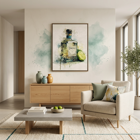 Tequila & Lime - A Spirited Collection Brushed Aluminum Art Print | Modern Bar Decor | Watercolor Cocktail Art | Unique Home Gift