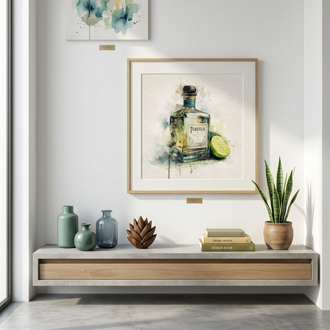 Tequila & Lime - A Spirited Collection Brushed Aluminum Art Print | Modern Bar Decor | Watercolor Cocktail Art | Unique Home Gift