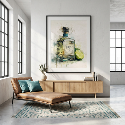 Tequila & Lime - A Spirited Collection Brushed Aluminum Art Print | Modern Bar Decor | Watercolor Cocktail Art | Unique Home Gift