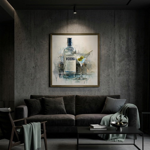 Vodka Chill - A Spirited Collection Brushed Aluminum Art Print - Modern Bar Cart Decor, Watercolor Style, Unique Metallic Wall Art Gift