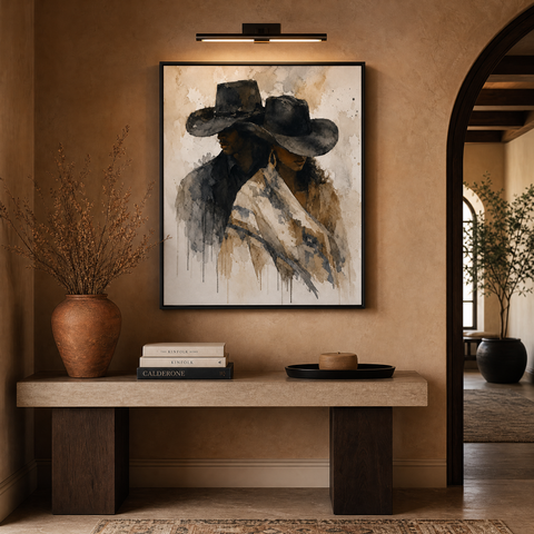 Western Riders Aluminum Print, Modern Cowboy Wall Art, Desert Landscape Metal Decor, Rustic Equestrian Gift for Him, Farmhouse Wall Decor