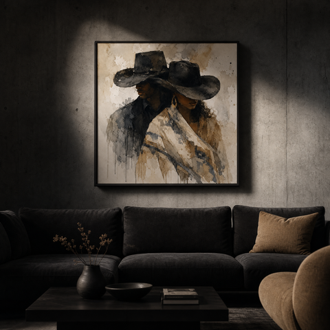 Western Riders Aluminum Print, Modern Cowboy Wall Art, Desert Landscape Metal Decor, Rustic Equestrian Gift for Him, Farmhouse Wall Decor