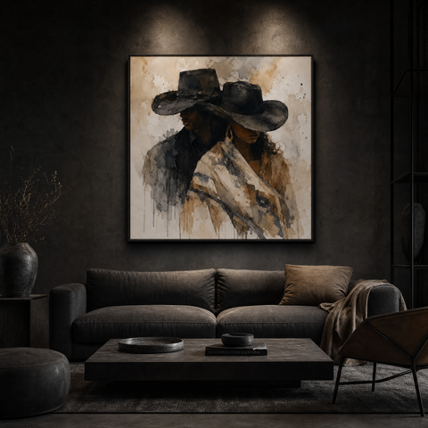 Western Riders Aluminum Print, Modern Cowboy Wall Art, Desert Landscape Metal Decor, Rustic Equestrian Gift for Him, Farmhouse Wall Decor