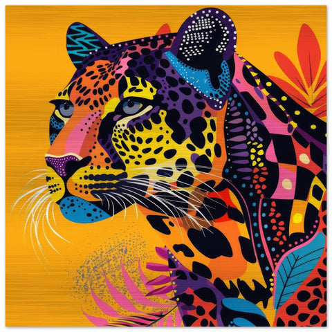Serengeti Leopard Afro-Pop Art Aluminum Print | Bold Neon Wildlife | Modern African Decor | Unique Wall Art