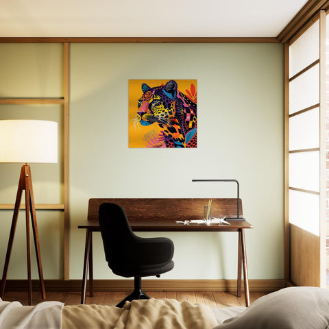 Serengeti Leopard Afro-Pop Art Aluminum Print | Bold Neon Wildlife | Modern African Decor | Unique Wall Art
