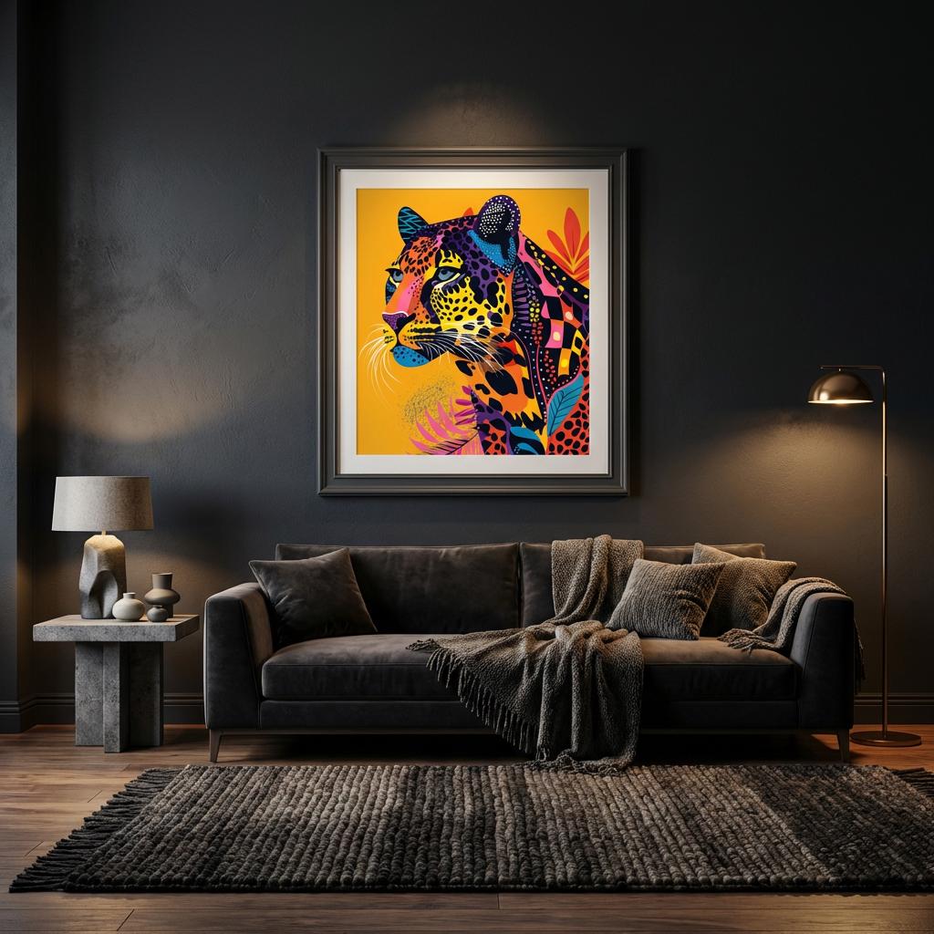 Serengeti Leopard Afro-Pop Art Aluminum Print | Bold Neon Wildlife | Modern African Decor | Unique Wall Art