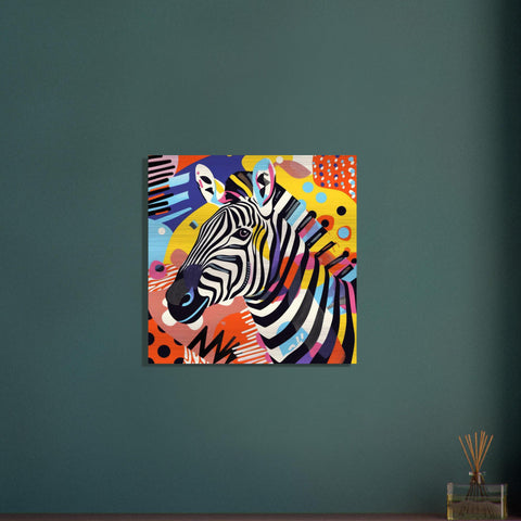 Serengeti Zebra Afro-Pop Art Aluminum Print | Bold Neon Wildlife Decor | Modern African Gift | Brushed Silver Finish