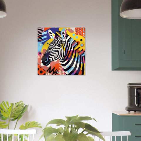 Serengeti Zebra Afro-Pop Art Aluminum Print | Bold Neon Wildlife Decor | Modern African Gift | Brushed Silver Finish
