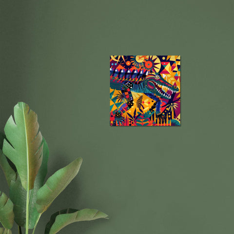 Serengeti Crocodile Afro-Pop Art Aluminum Print | Bold Neon Wildlife | Modern African Decor Gift | Unique Textured Metal Art