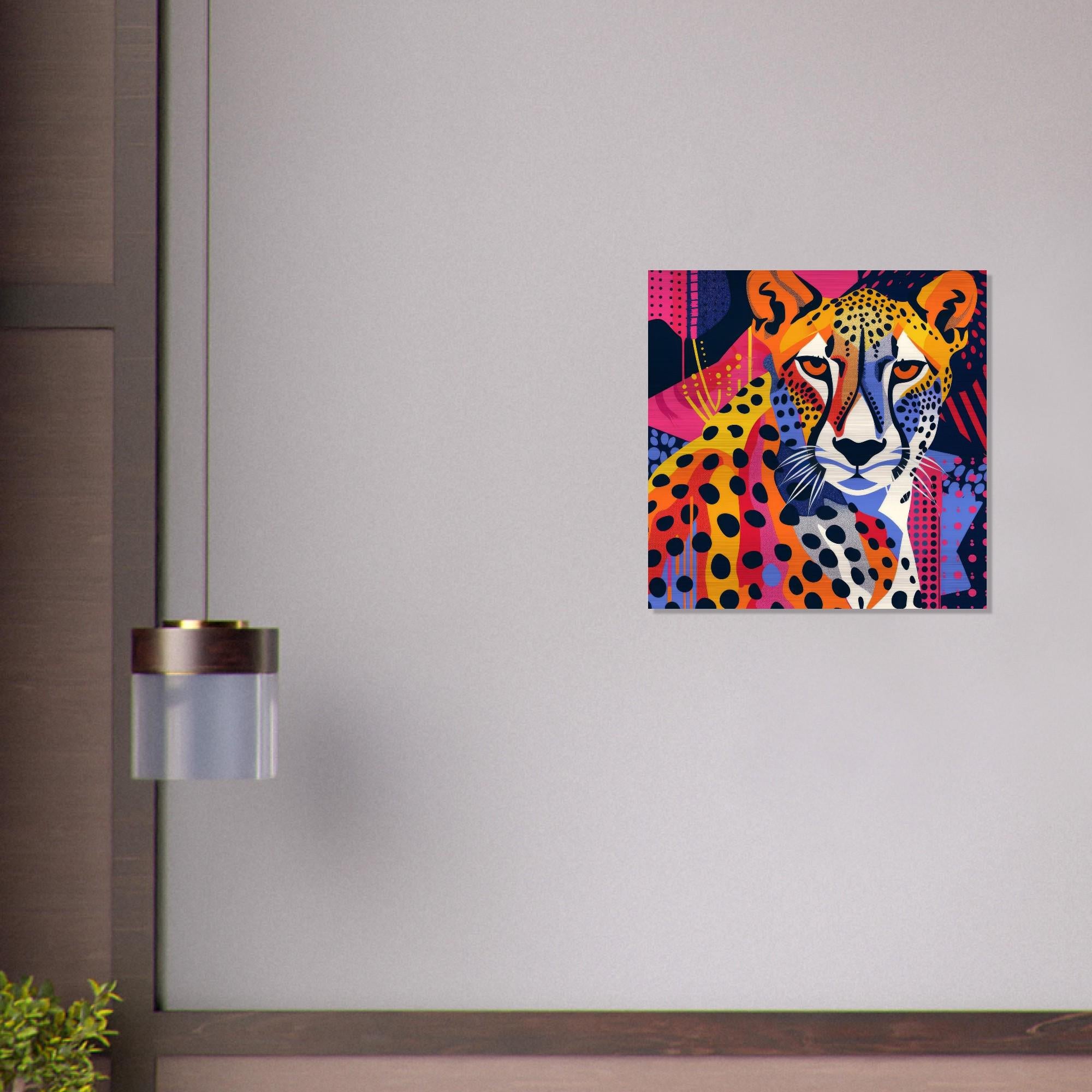 Serengeti Cheetah Afro-Pop Art Aluminum Print | Bold Neon Wildlife | Modern African Decor Gift | Unique Wall Art