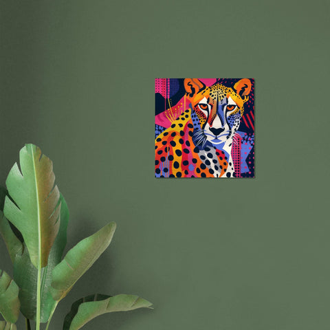 Serengeti Cheetah Afro-Pop Art Aluminum Print | Bold Neon Wildlife | Modern African Decor Gift | Unique Wall Art