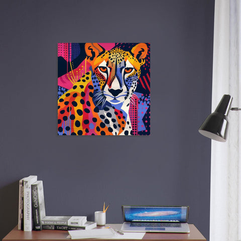 Serengeti Cheetah Afro-Pop Art Aluminum Print | Bold Neon Wildlife | Modern African Decor Gift | Unique Wall Art