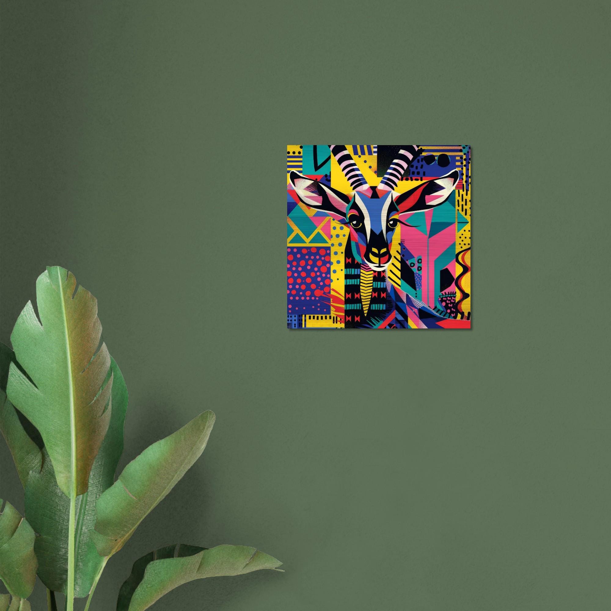 Serengeti Thomson's Gazelle Afro-Pop Art Aluminum Print | Bold Neon Wildlife | Modern African Decor Gift | Unique Wall Art