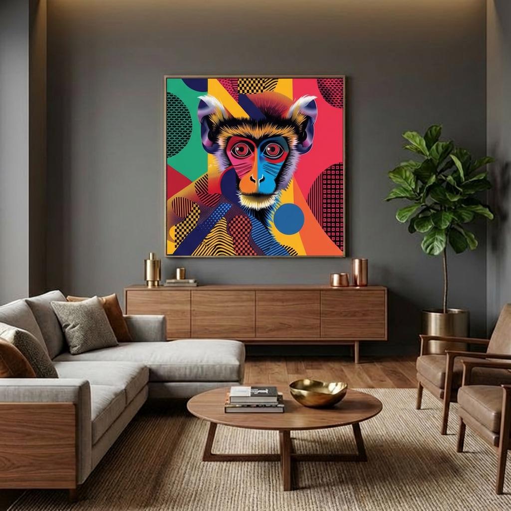 Serengeti Vervet Monkey Aluminum Print | Afro-Pop Art Wildlife | Bold Neon Colors | Modern African Decor Gift