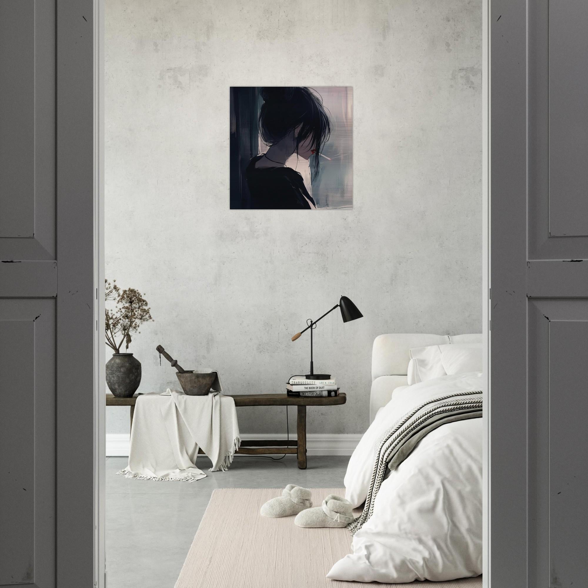 Watching – Cinematic Portrait Aluminum Print | Moody Window‑Light Art | Modern Minimalist Wall Decor