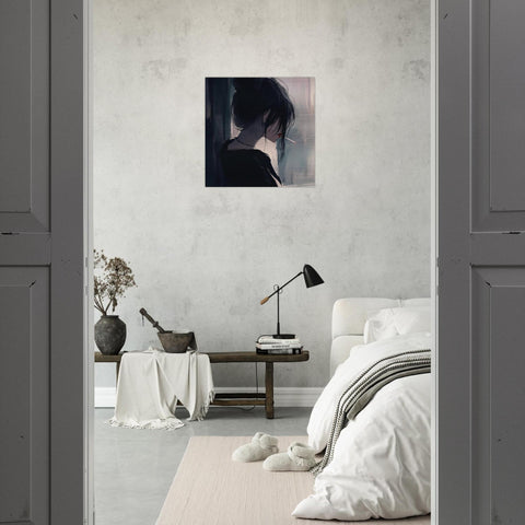 Watching – Cinematic Portrait Aluminum Print | Moody Window‑Light Art | Modern Minimalist Wall Decor