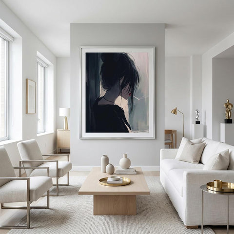 Watching – Cinematic Portrait Aluminum Print | Moody Window‑Light Art | Modern Minimalist Wall Decor