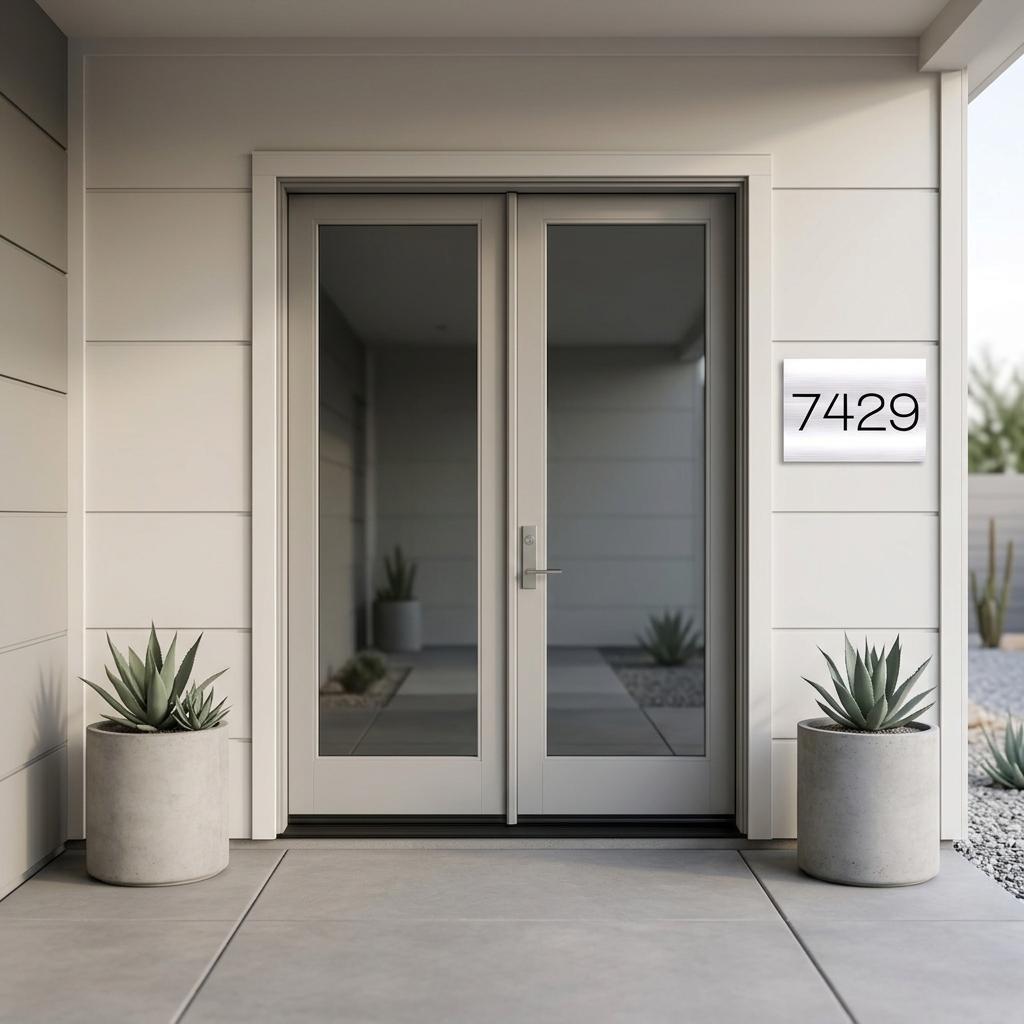 Custom 12x16 Belmont Address Sign | Brushed Aluminum Metal House Numbers Plaque | Modern Outdoor Home Decor | Personalized Gift