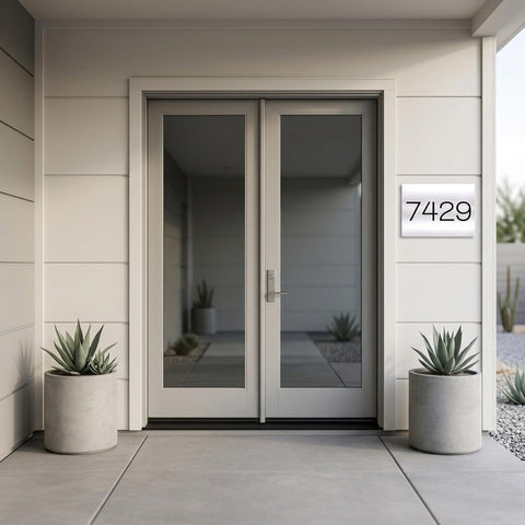 Custom 12x16 Belmont Address Sign | Brushed Aluminum Metal House Numbers Plaque | Modern Outdoor Home Decor | Personalized Gift