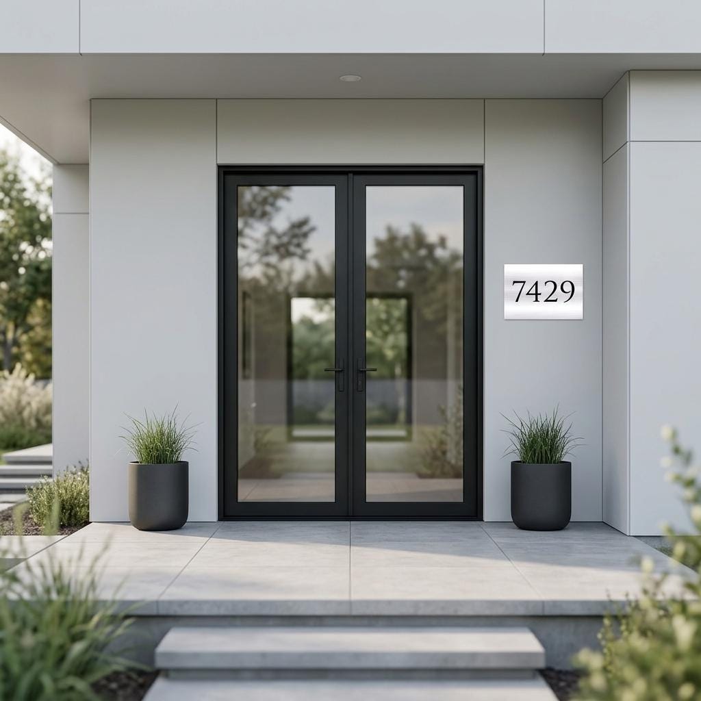 Custom 12x16 Belmont Address Sign | Brushed Aluminum Metal House Numbers Plaque | Modern Outdoor Home Decor | Personalized Gift