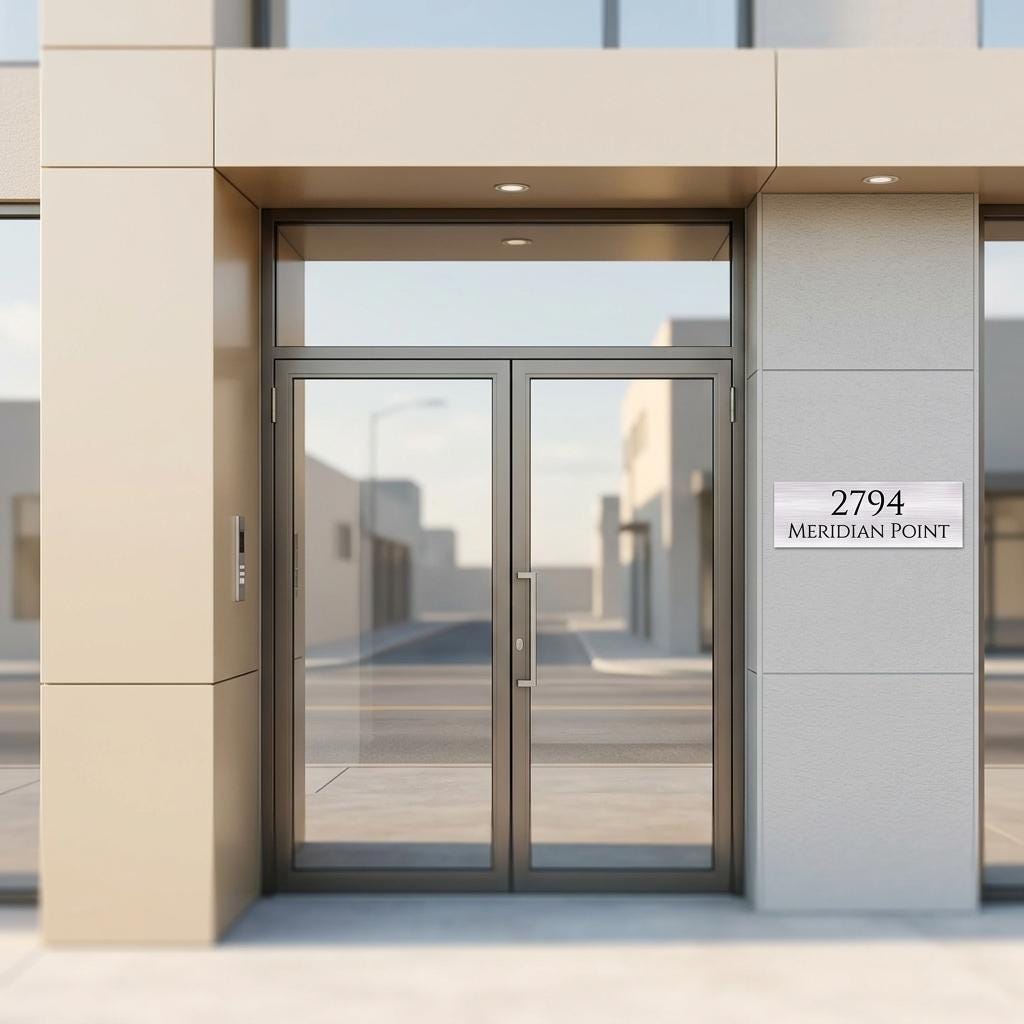 Custom 12x36 Meridian Address Sign | Brushed Aluminum Metal House Numbers Personalized Address Plaque