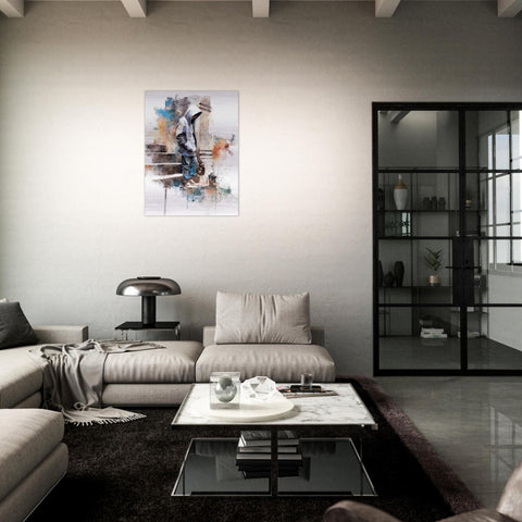 Arrival - Skateboarder on Brushed Aluminum Print | Urban Watercolor Art | Modern Home Decor Gift