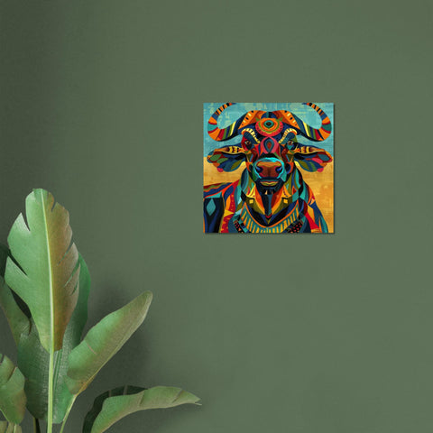 Serengeti African Buffalo — Vibrant Afro‑Pop Geometric Wall Art on Aluminum | Modern Safari Decor | Bold Colorful Wildlife Artwork