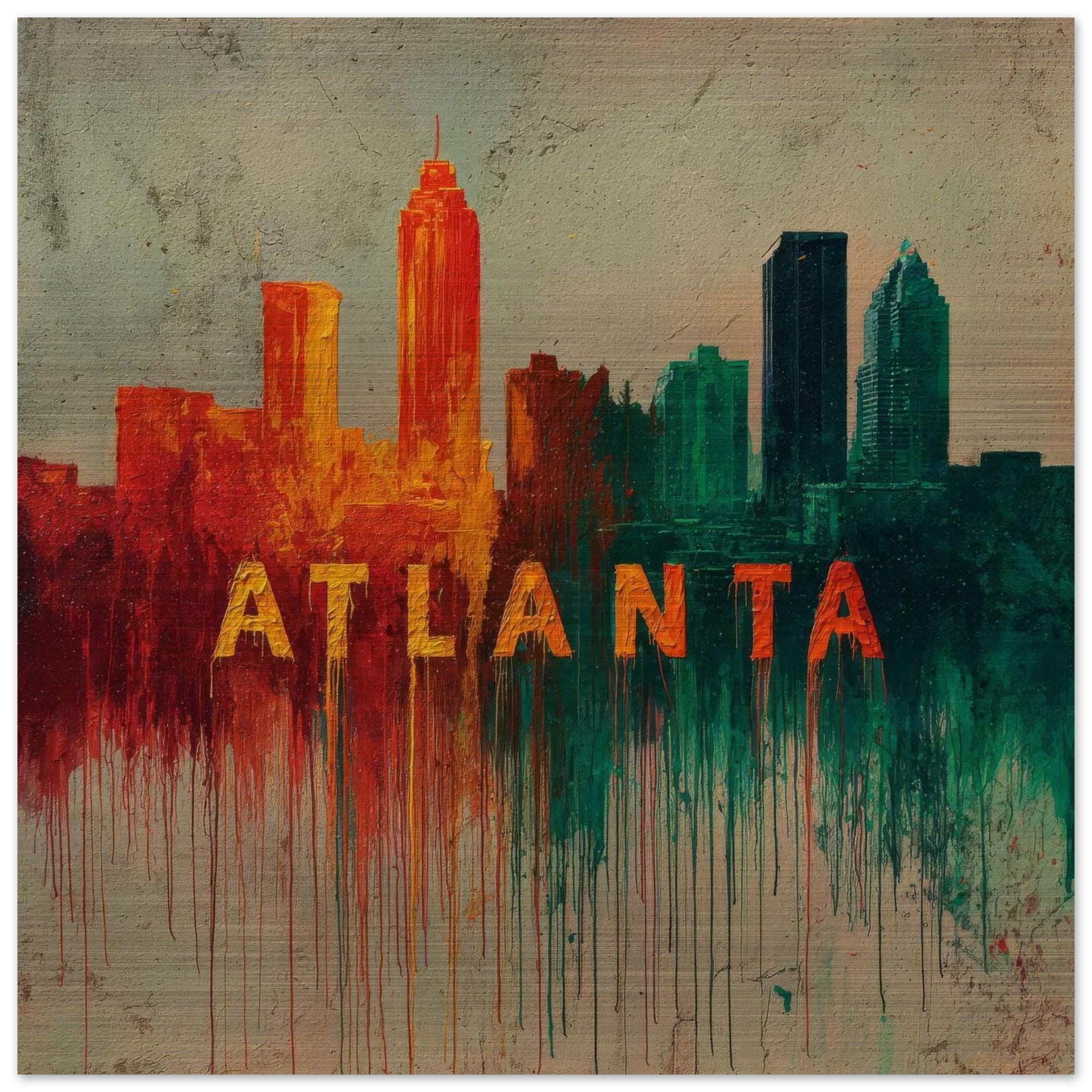 Atlanta Skyline Aluminum Print - Vibrant Textured City Art | Modern Southern Home Decor Gift